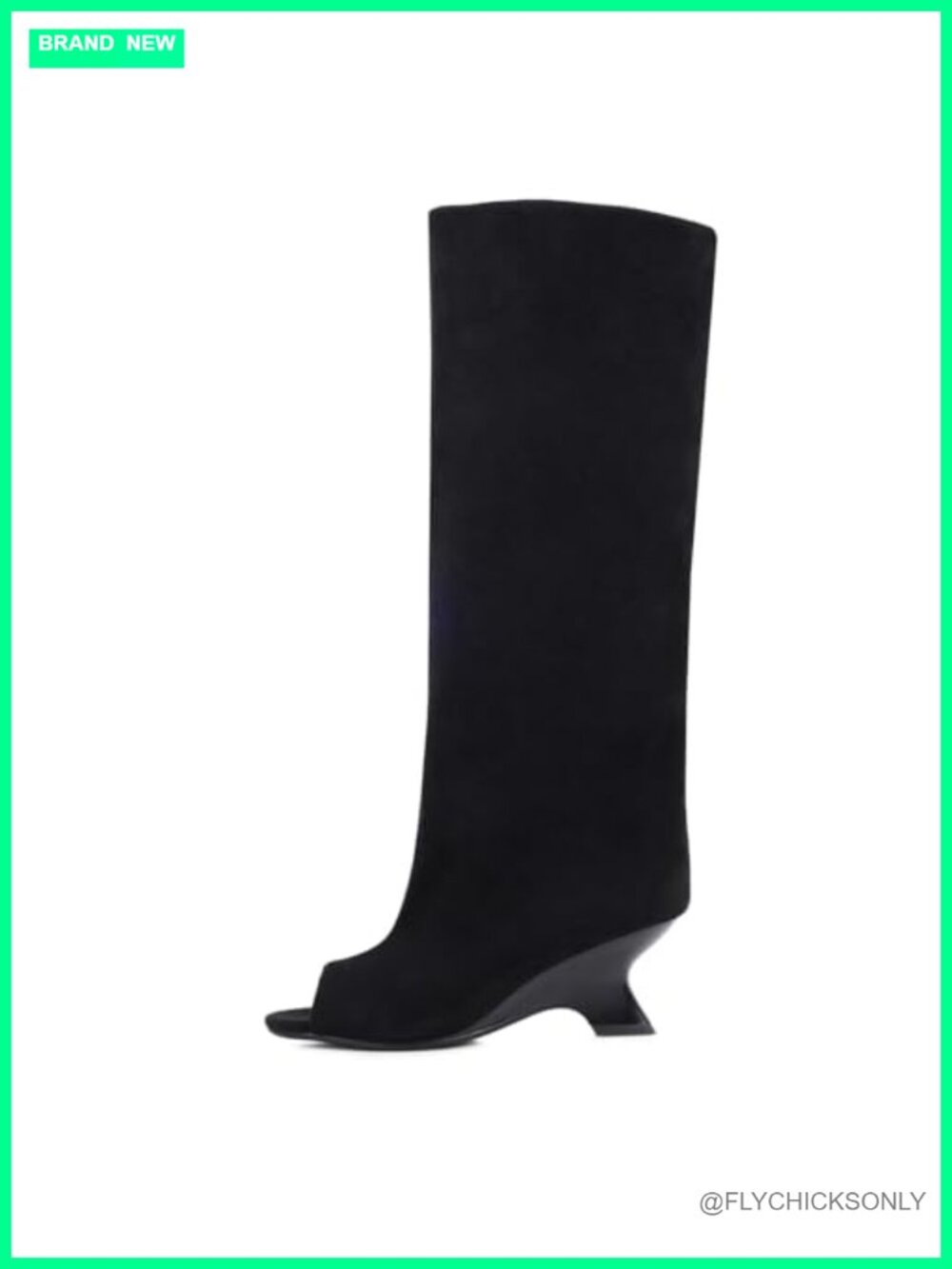 Knee High Open Toe Boots Faux Suede Peep Toe Slouchy Pull On Women's Dress Boots